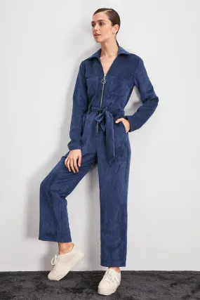 16099 Navy Blue Corduroy Jumpsuit