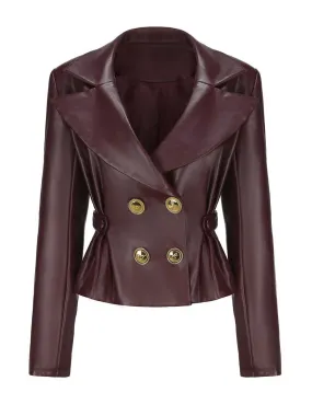 1950s Faux Leather Double-Breasted Coat