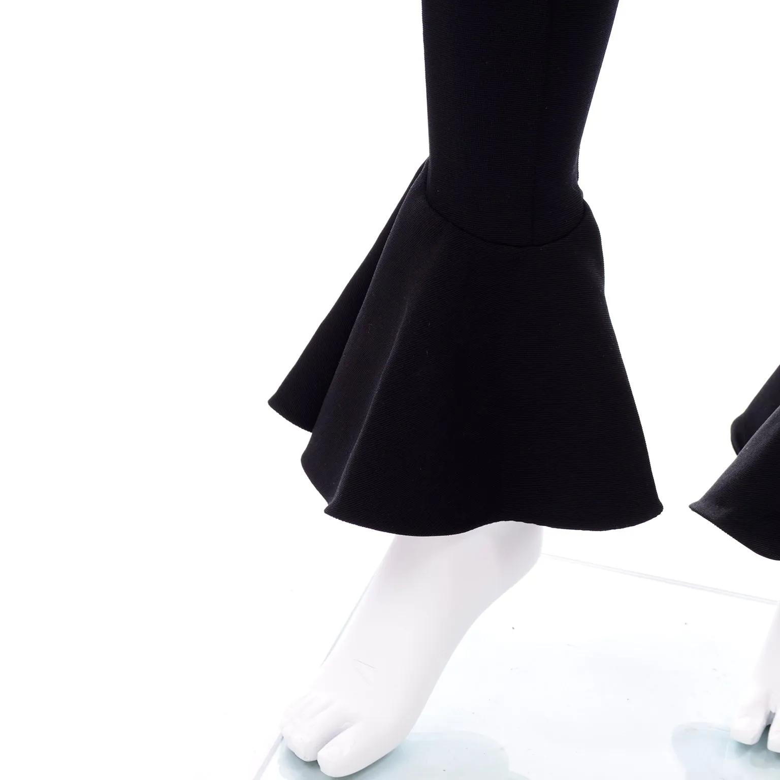 1993 Gianni Versace Runway Vintage Black Stretch Jumpsuit w Ruffled Cuffs