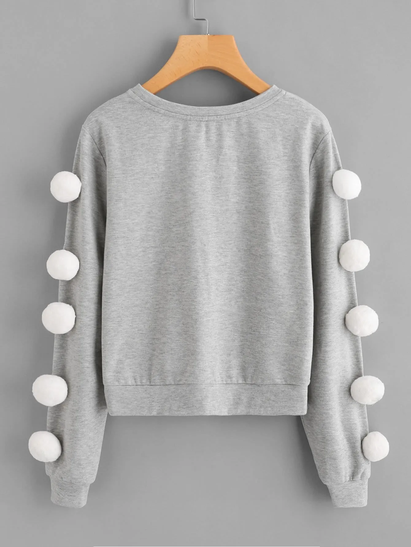 3D Pom Pom sleeve pullover sweater
