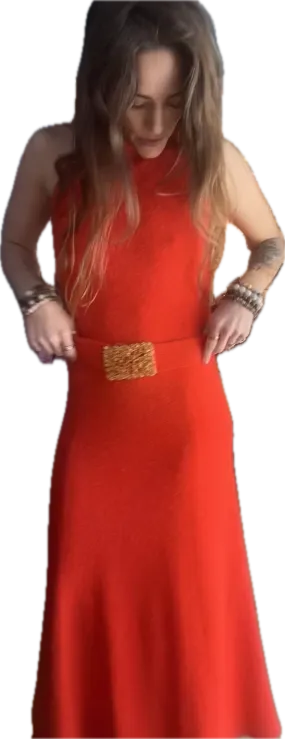 70s St John's Knits Blood Orange Knit Dress       w28