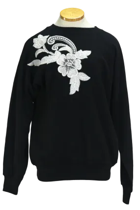 90s Pannill Blk/Wht Floral Sweatshirt     S