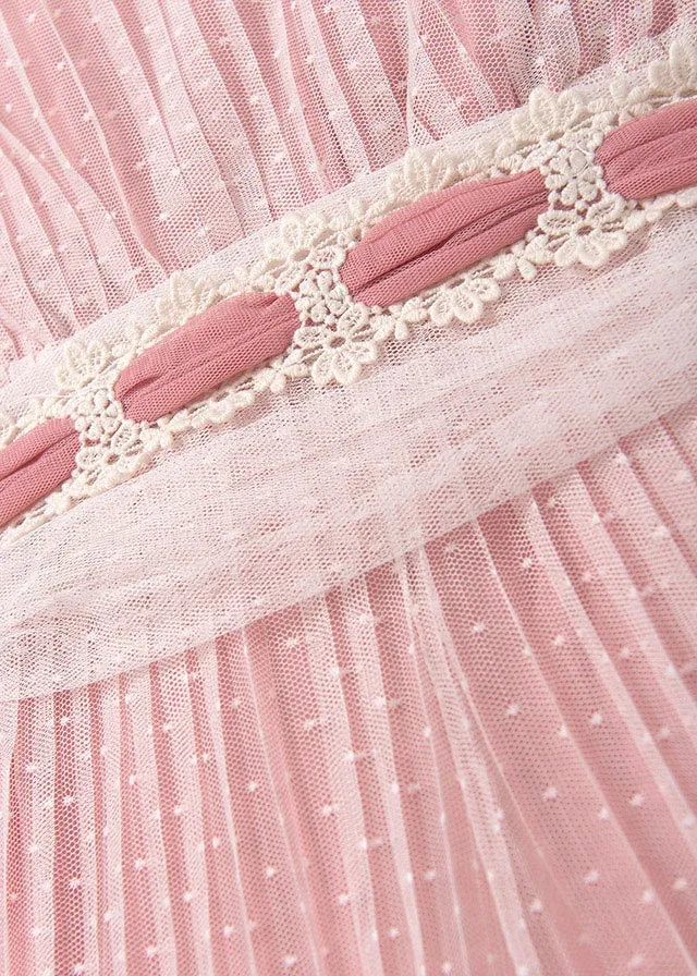 ABE Ivory and Blush Tulle Pleated & Belted Jumpsuit