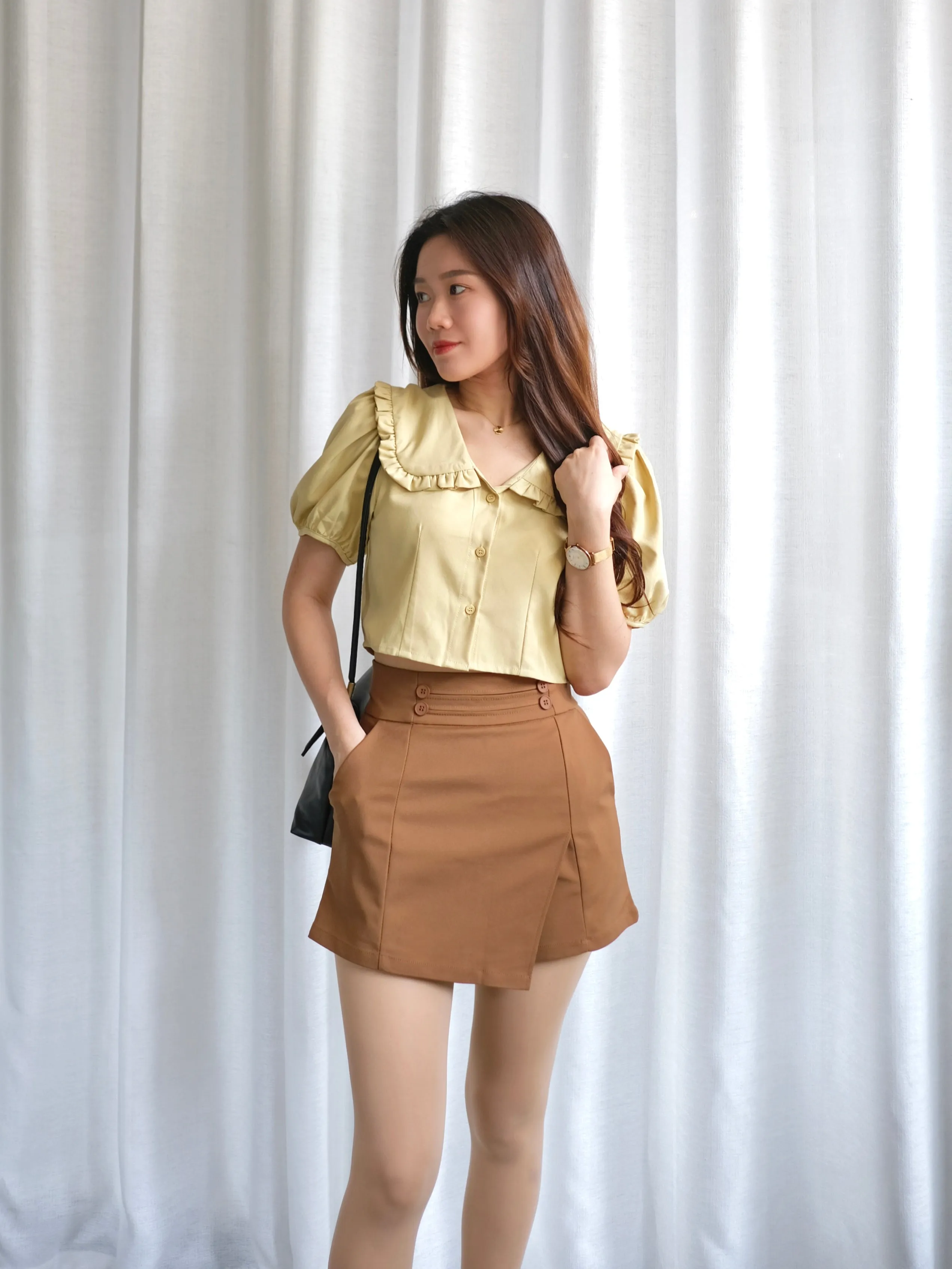 ACEWIN High Waist Button Detail Skort (Size S-XL) 501757