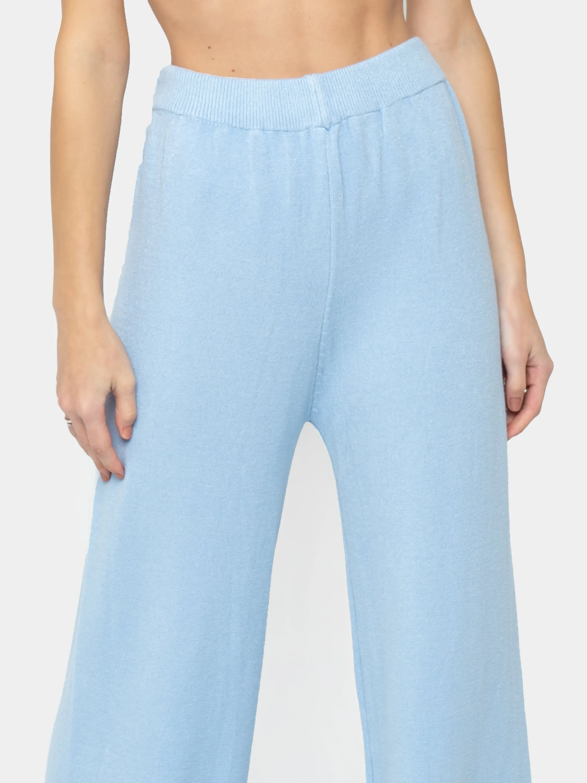 AMALFI - Viscose jumpsuit with light blue fox cuffs