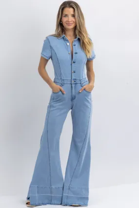 AMARILLO LIGHTWASH WIDE LEG JUMPSUIT