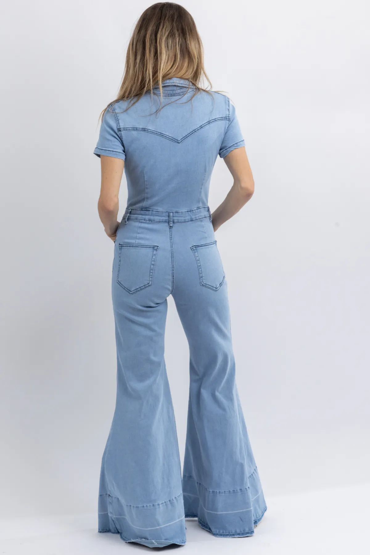 AMARILLO LIGHTWASH WIDE LEG JUMPSUIT