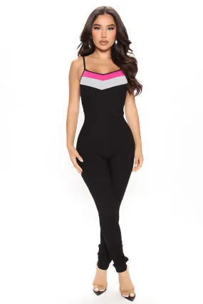 Anita Light Weight Jumpsuit - Black/Pink