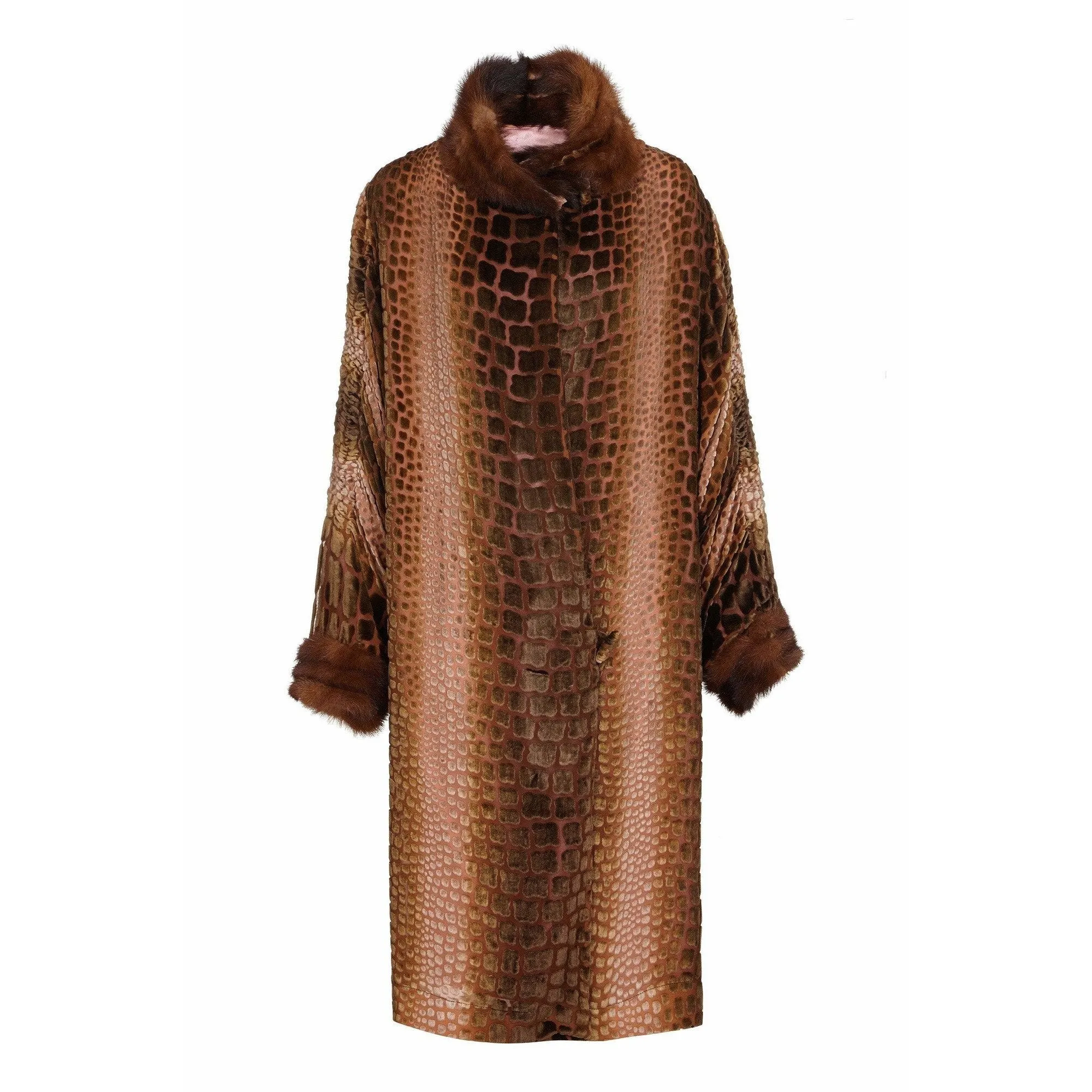 ARCHIVE - 1920s Devore Velvet Flapper Coat With Mink Trim