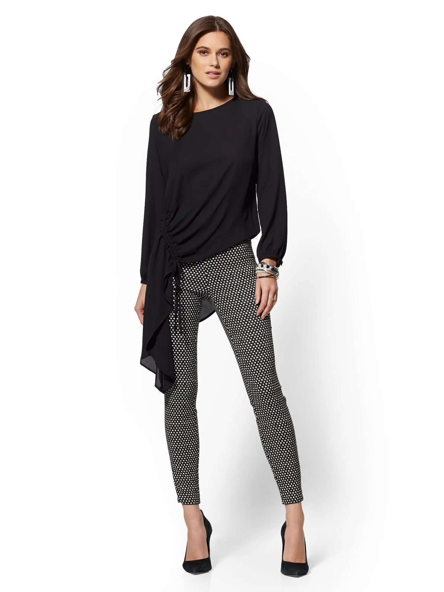 Asymmetrical-Hem Tunic Blouse