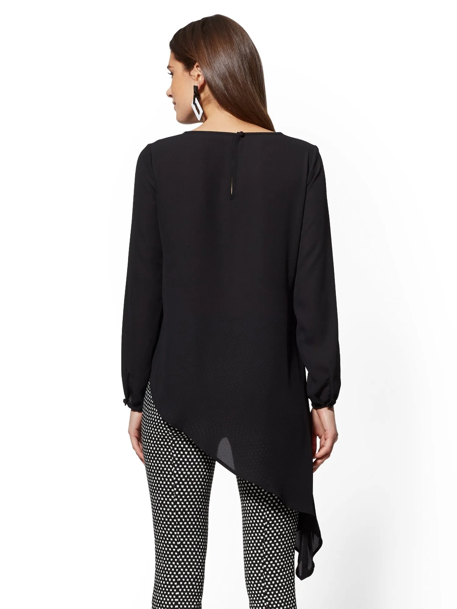 Asymmetrical-Hem Tunic Blouse