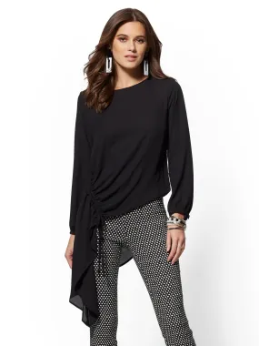 Asymmetrical-Hem Tunic Blouse