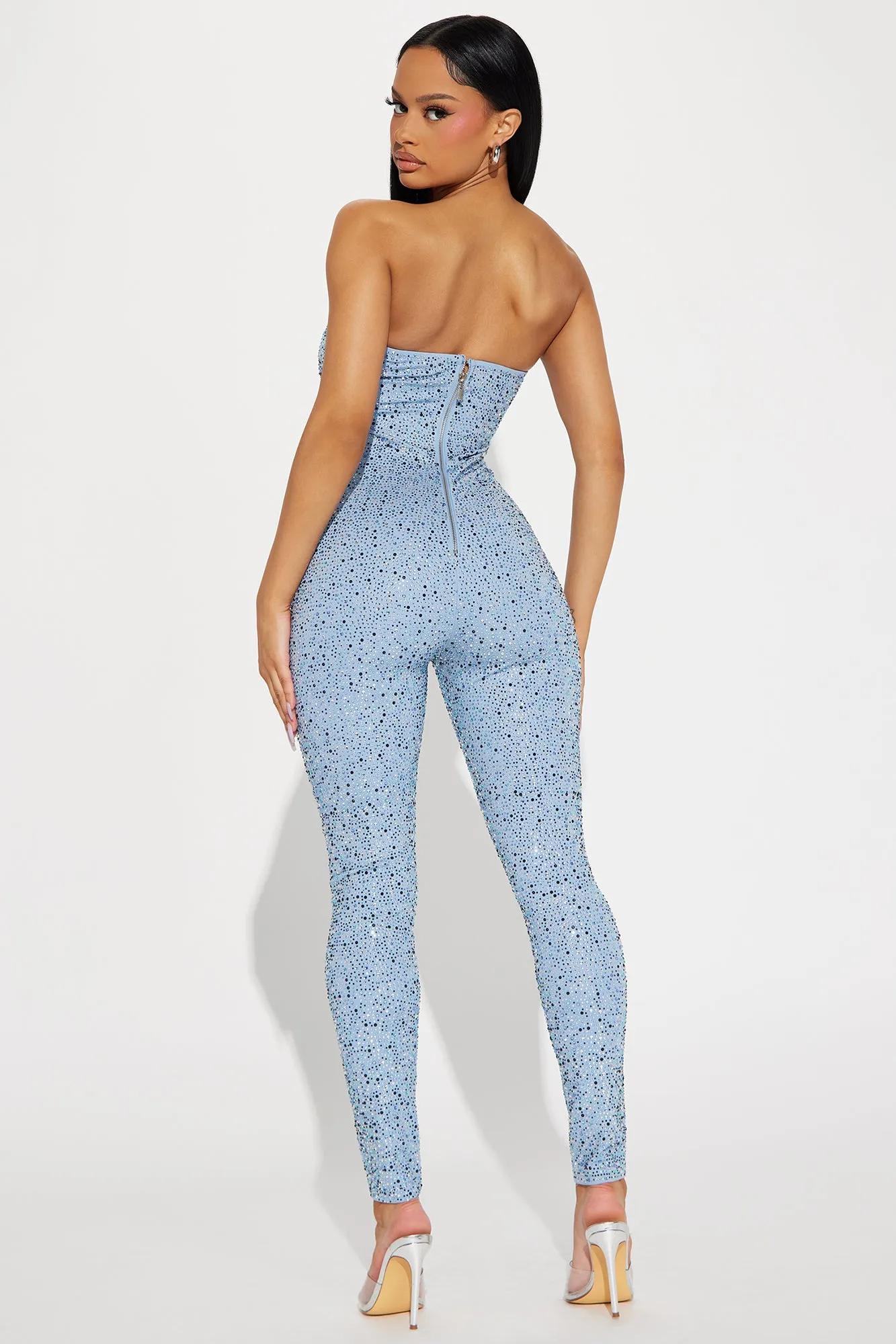 Attracted To You Embellished Jumpsuit - Light Blue