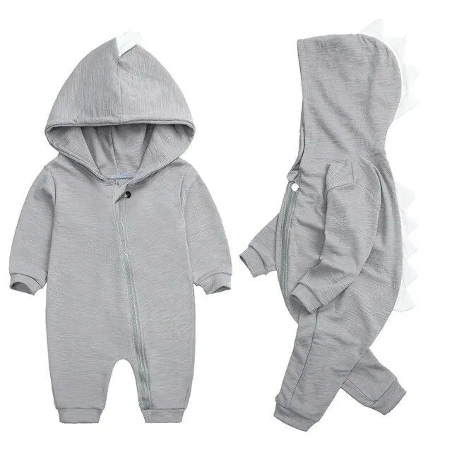Baby Dino Jumpsuit Grey White