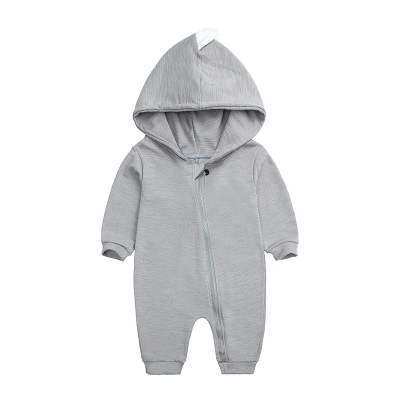 Baby Dino Jumpsuit Grey White