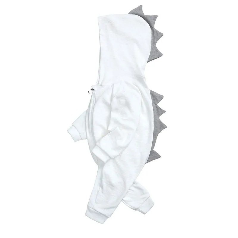 Baby Dino Jumpsuit White Grey