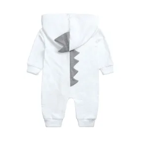 Baby Dino Jumpsuit White Grey