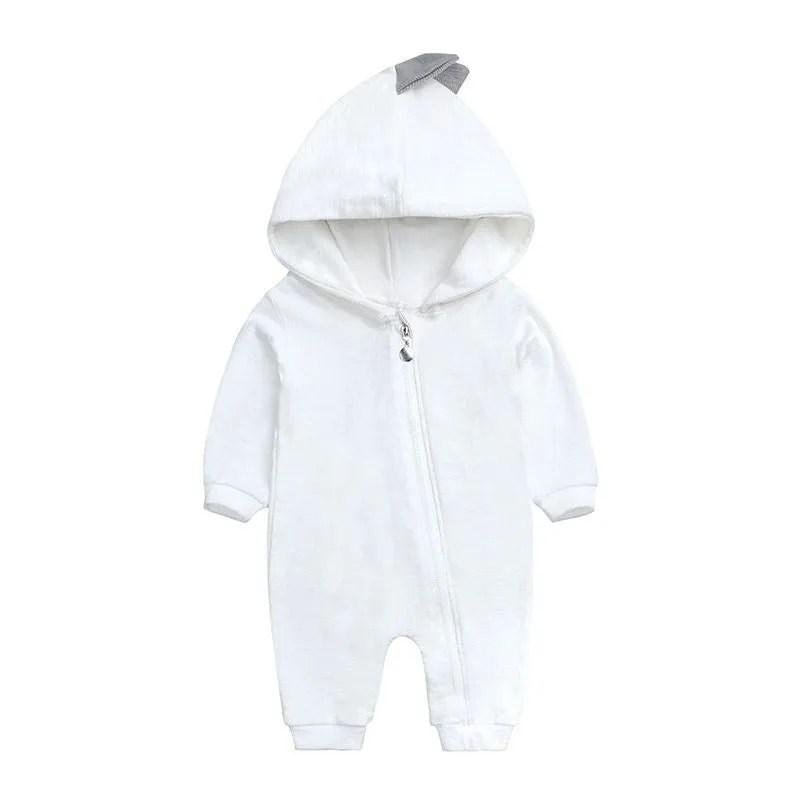 Baby Dino Jumpsuit White Grey
