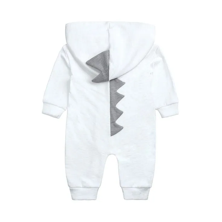 Baby Dino Jumpsuit White Grey