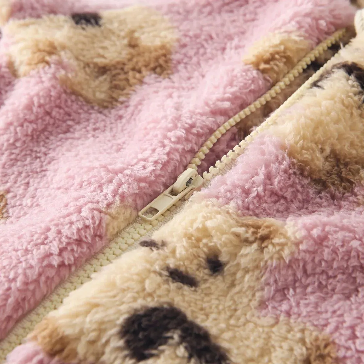 Baby Fleece Jumpsuit Bears Pink