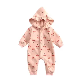 Baby Hooded Jumpsuit Cherry Pink