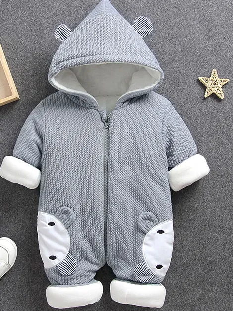 Baby Mighty Mouse Ear Hood Jumpsuit Onesie