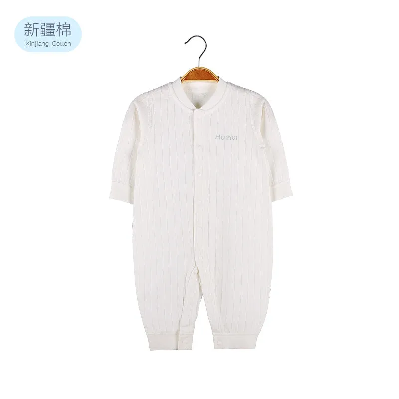 Baby Solid Color Pit Strip Fabric Single Breasted Design Cotton Jumpsuit Pajamas by MyKids-USA™