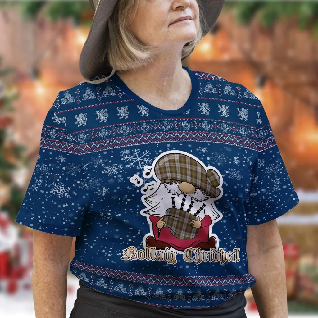 Baillie Dress Clan Christmas Family T-Shirt with Funny Gnome Playing Bagpipes