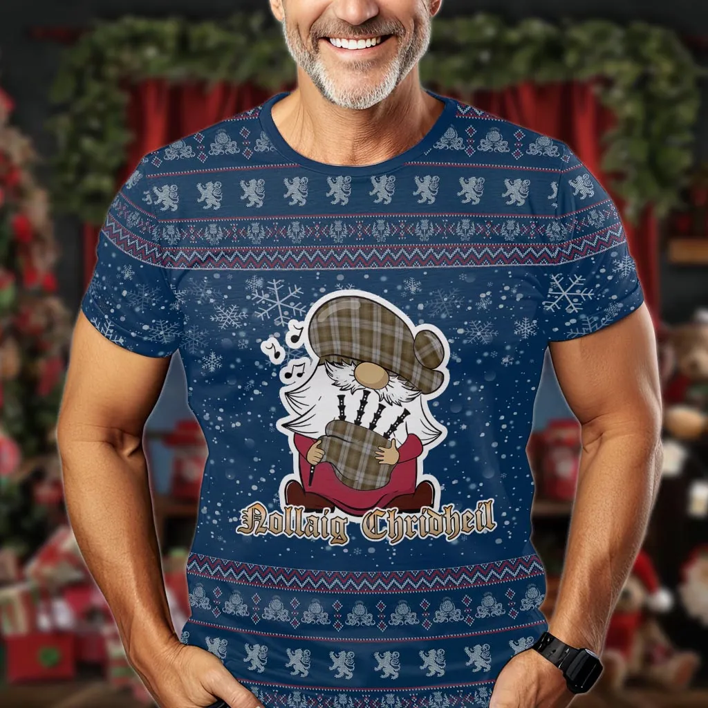 Baillie Dress Clan Christmas Family T-Shirt with Funny Gnome Playing Bagpipes