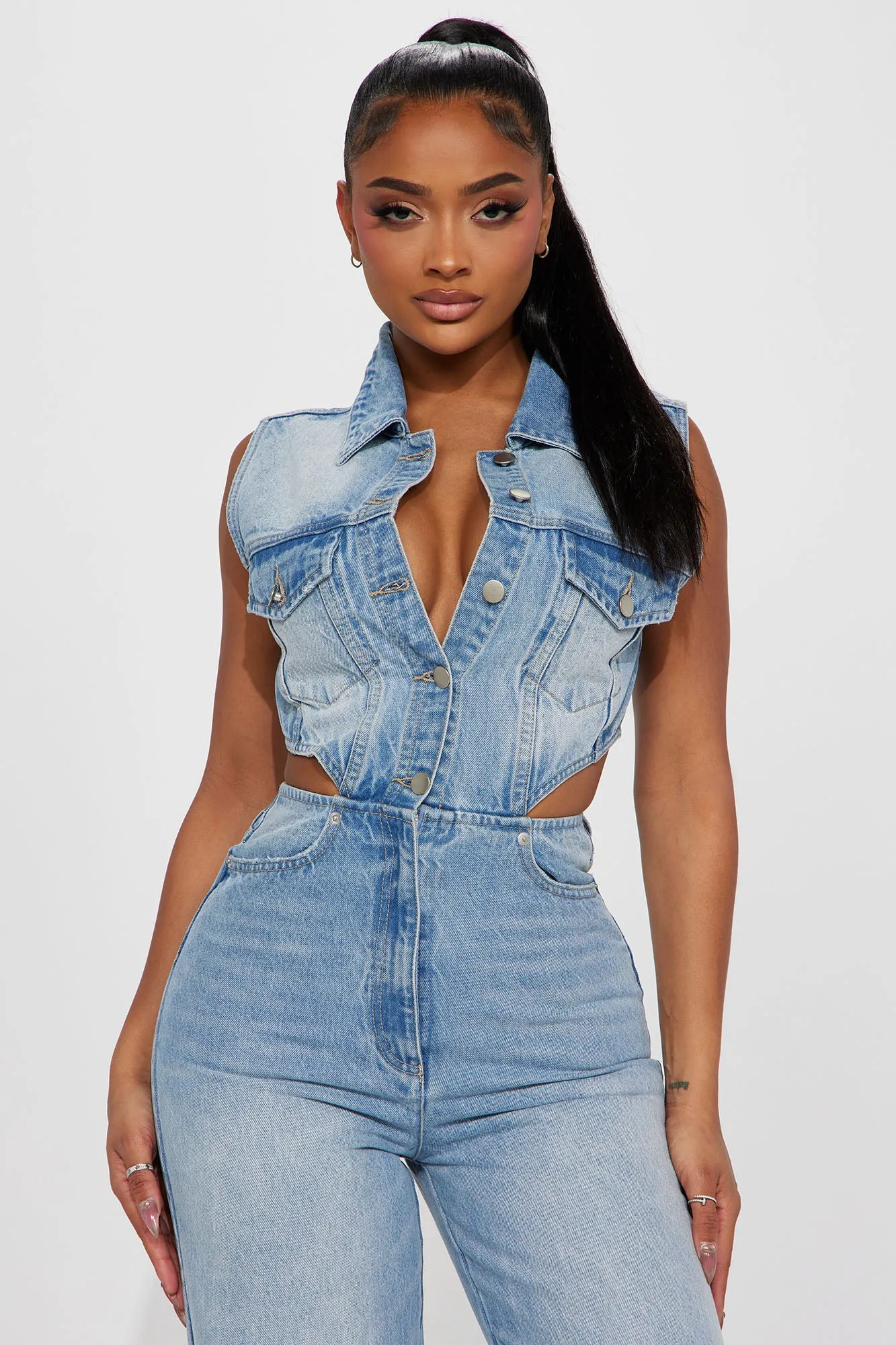 Baylin Denim Jumpsuit - Light Wash