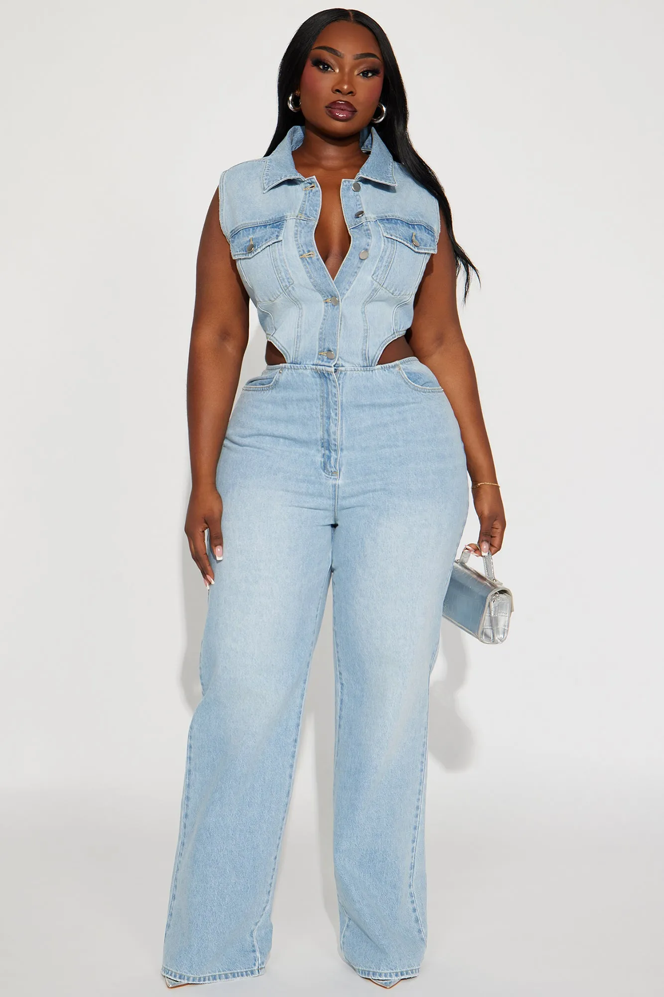 Baylin Denim Jumpsuit - Light Wash