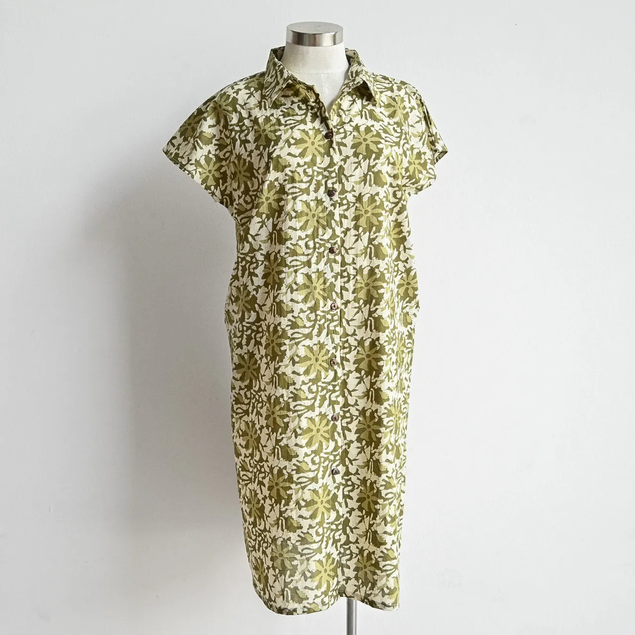 Be My Cotton Shirt Dress by KOBOMO  - Forest Flower