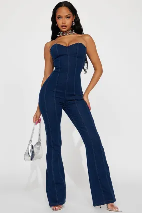 Be My Sweetheart Denim Jumpsuit - Indigo