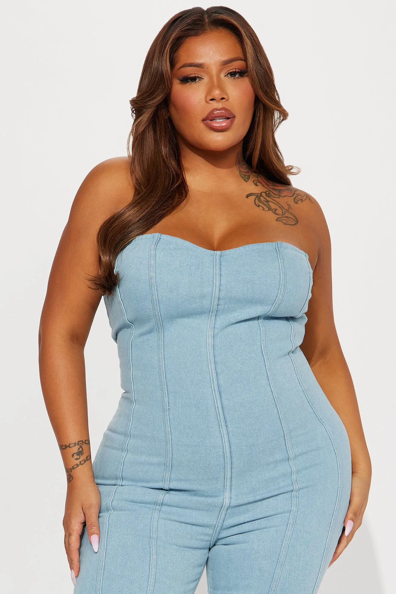 Be My Sweetheart Denim Jumpsuit - Light Wash