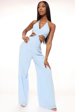 Beach Views Chiffon Jumpsuit - Light Blue