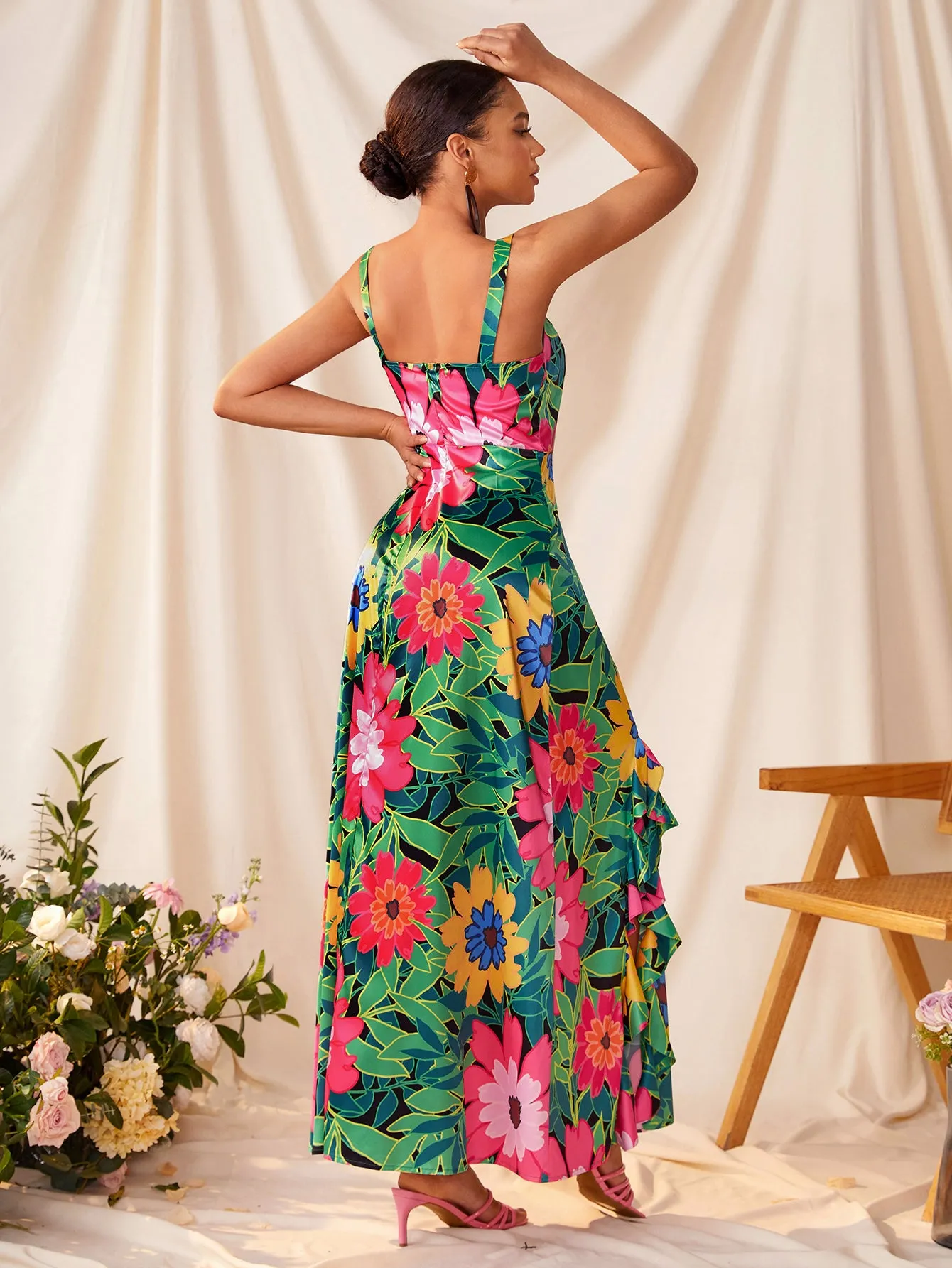 BELANGE HANDMADE x SHEIN - Double Front Split Cami Maxi Dress - Available on SHEIN.COM Only