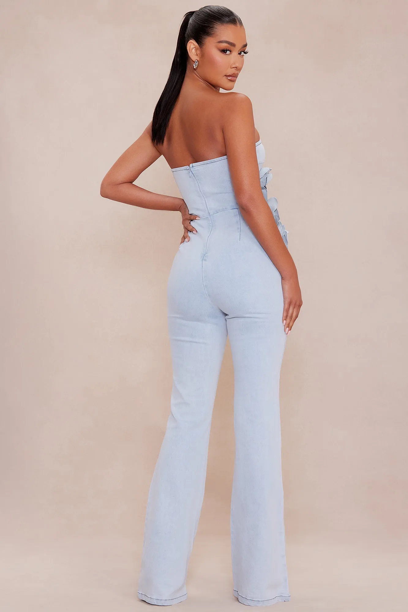 Berlin Floral Denim Jumpsuit - Light Wash