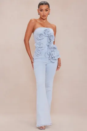 Berlin Floral Denim Jumpsuit - Light Wash