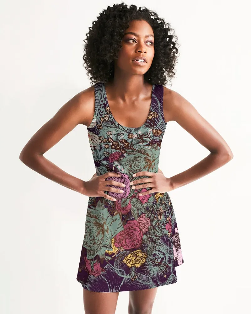 Black Floral Bouquet Women's Racerback Dress