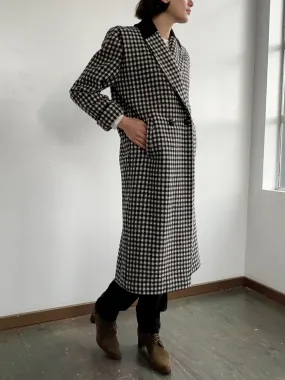 Black White Check Maxi Coat (S)