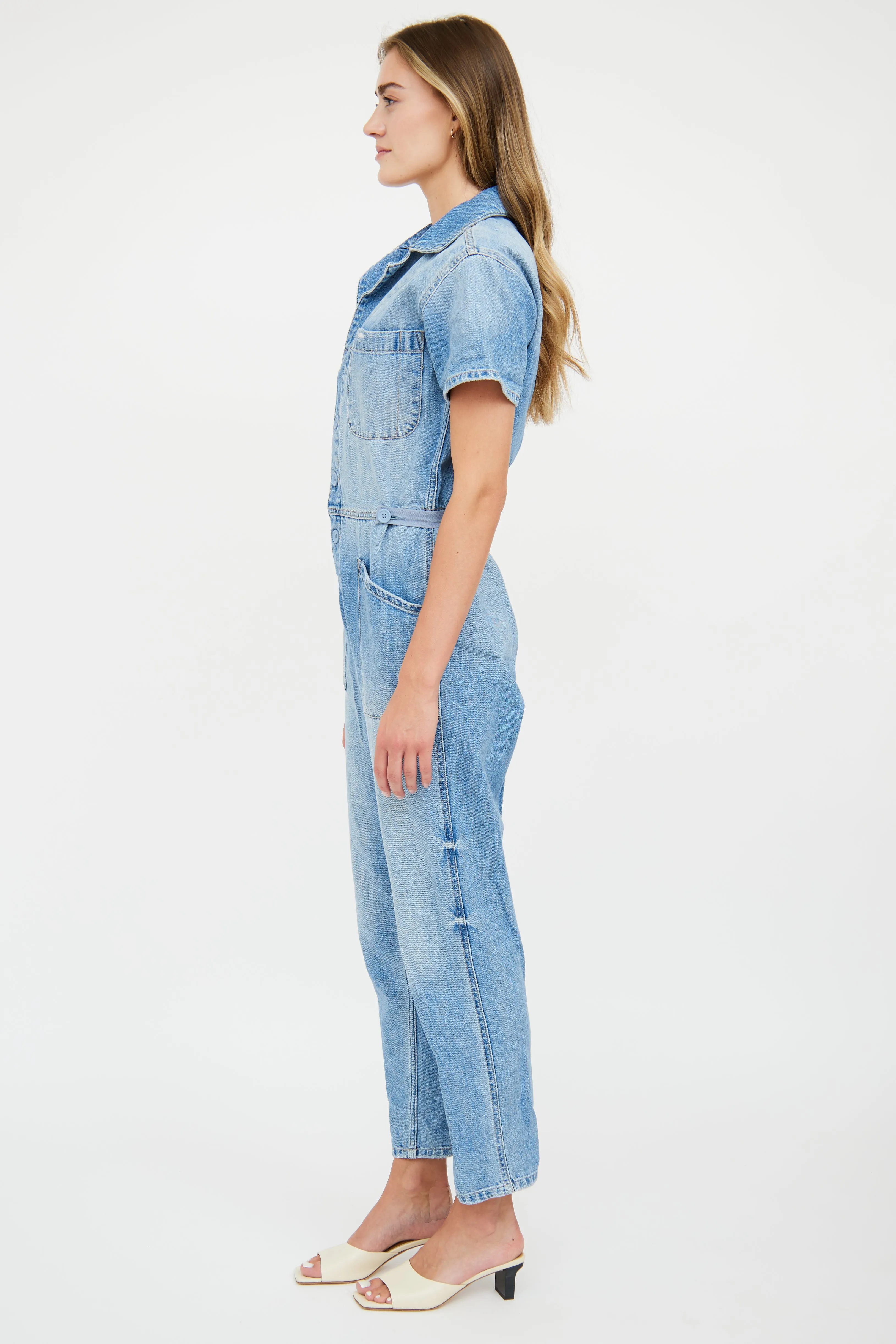 Blue Light Wash Denim Jumpsuit