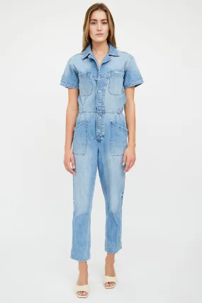 Blue Light Wash Denim Jumpsuit