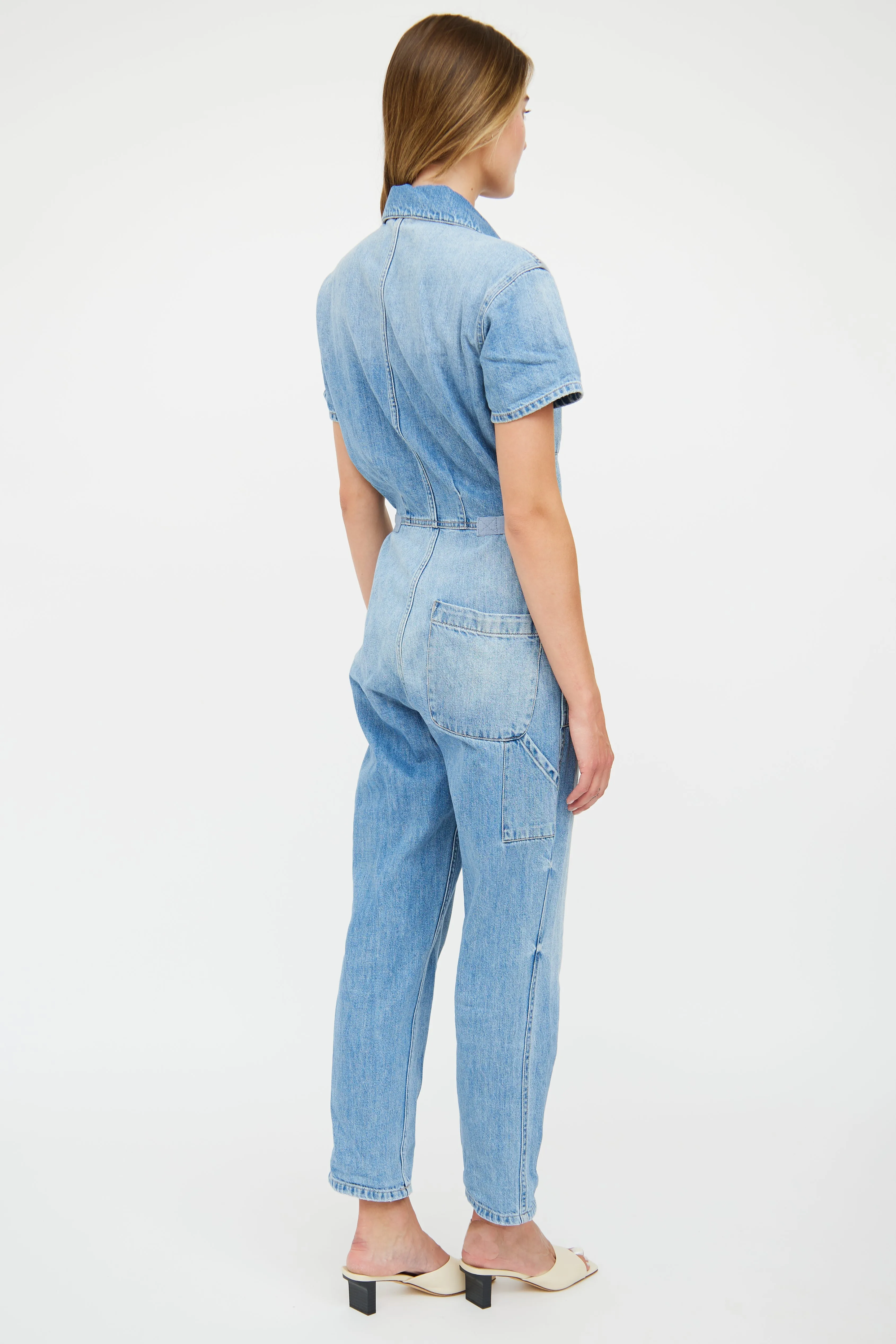 Blue Light Wash Denim Jumpsuit
