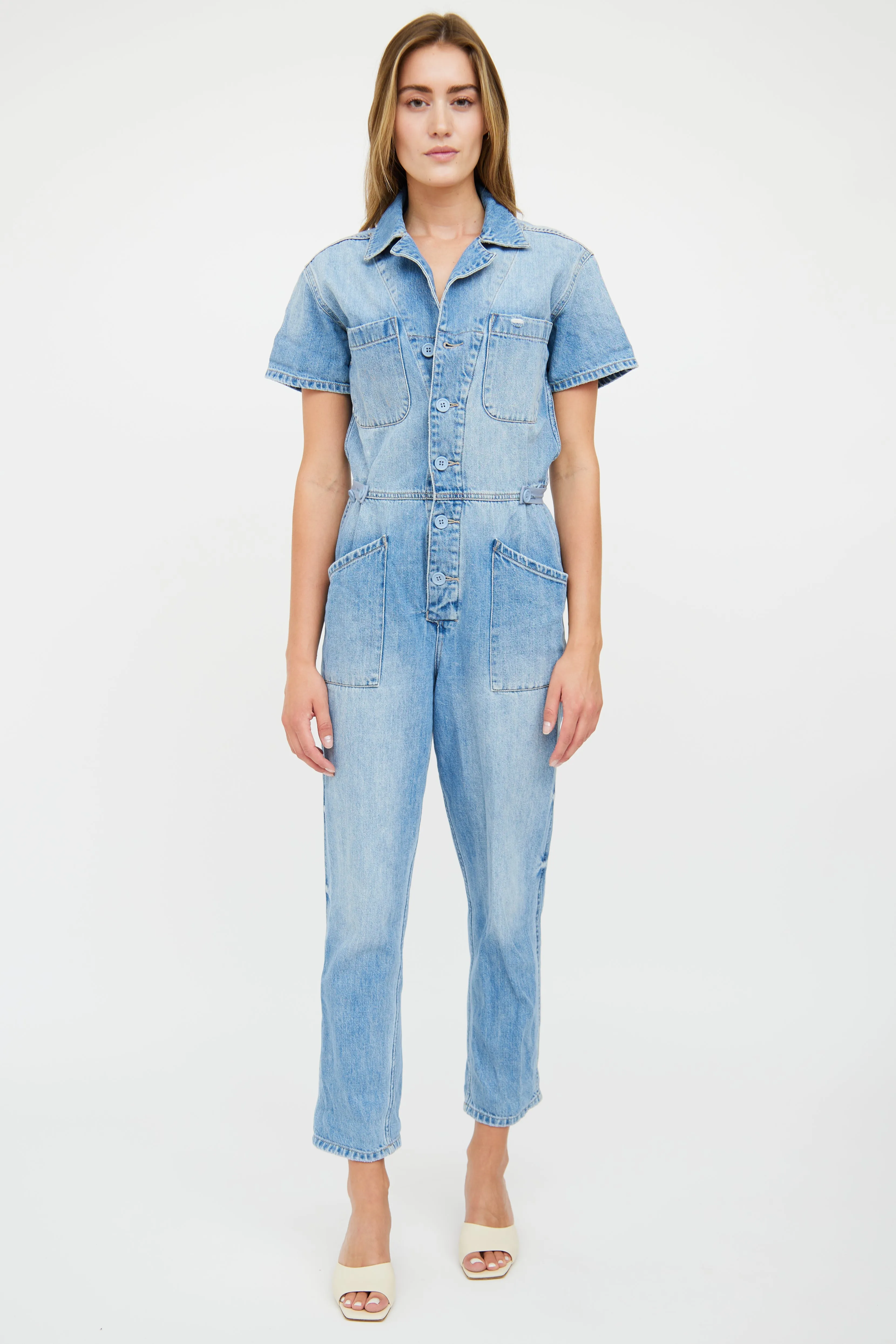 Blue Light Wash Denim Jumpsuit