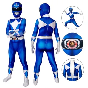 Blue Power Rangers Jumpsuit Kids Blue Ranger Cosplay Costume Halloween Bodysuit BEcostume