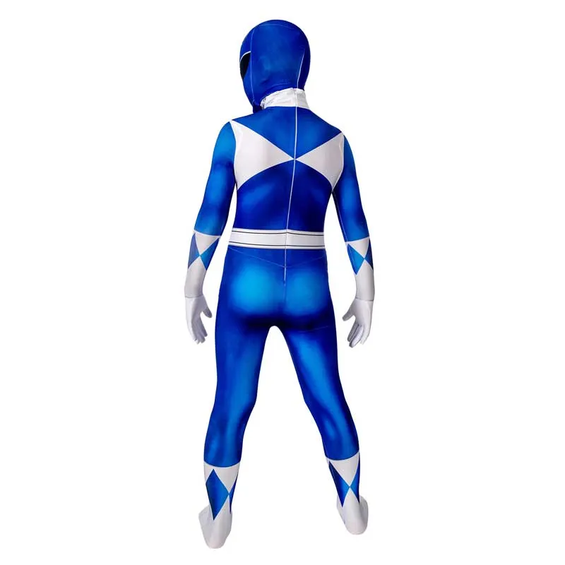 Blue Power Rangers Jumpsuit Kids Blue Ranger Cosplay Costume Halloween Bodysuit BEcostume