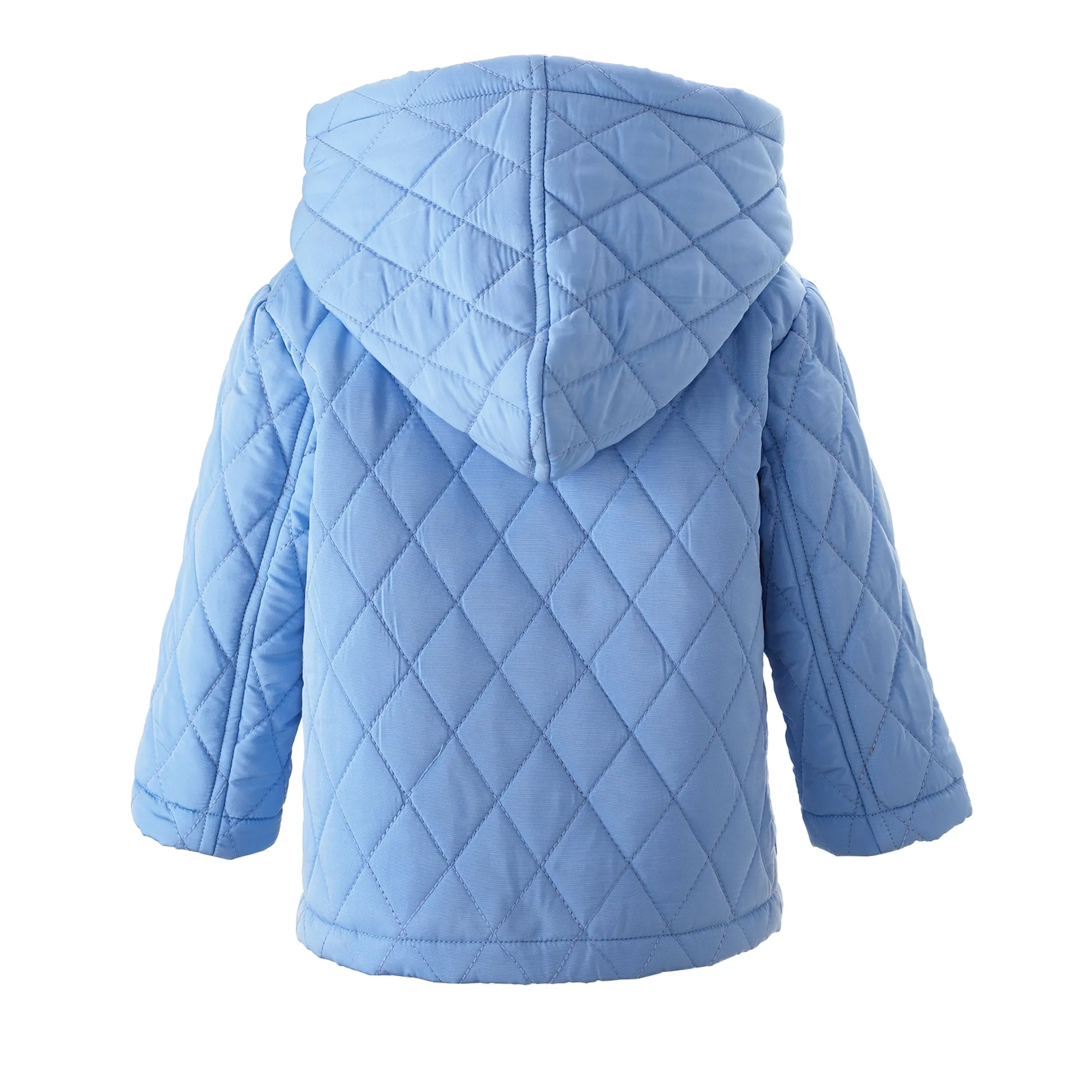 Blue Quilted Hooded Jacket