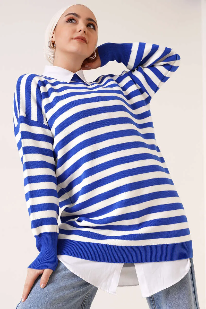 BNG Women -75 Striped Knit Tunic Sax Blue - Clermont