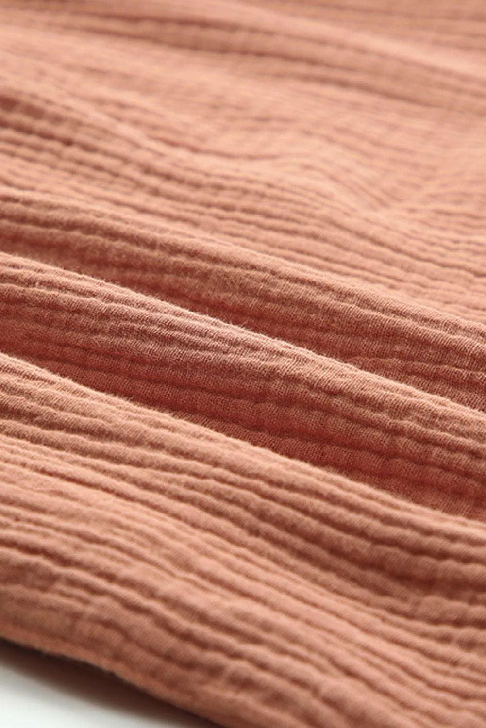 Brown Crinkle Textured Joint Bubble Sleeve Shirt Dress