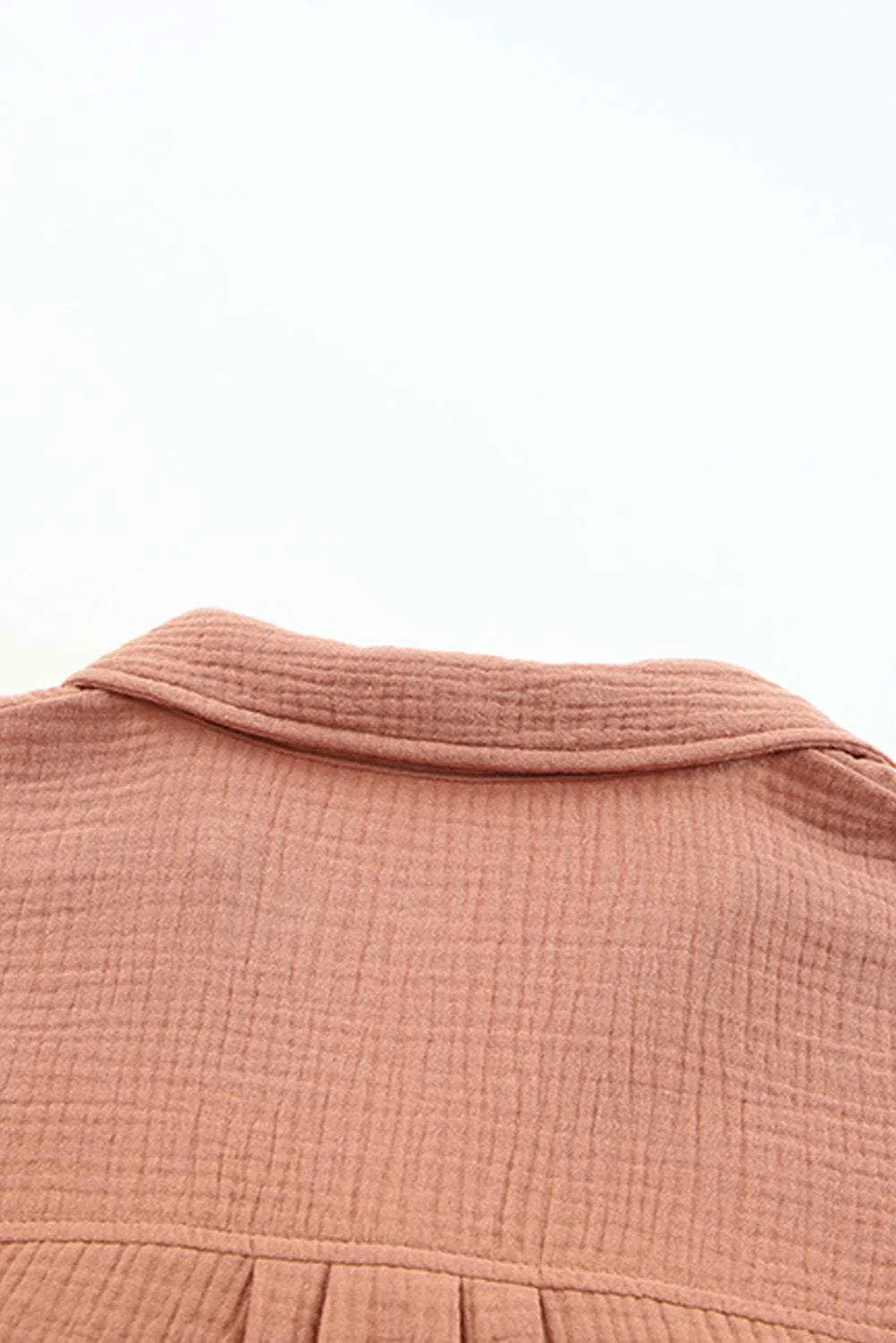 Brown Crinkle Textured Joint Bubble Sleeve Shirt Dress
